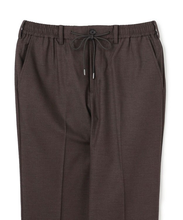 JOSEPH HOMME 新素材【ストレッチ/ウエストゴム仕様】ウール混キャリーマンストレッチ ドロスト付ストレートパンツ / HOVE ダークブラウン系