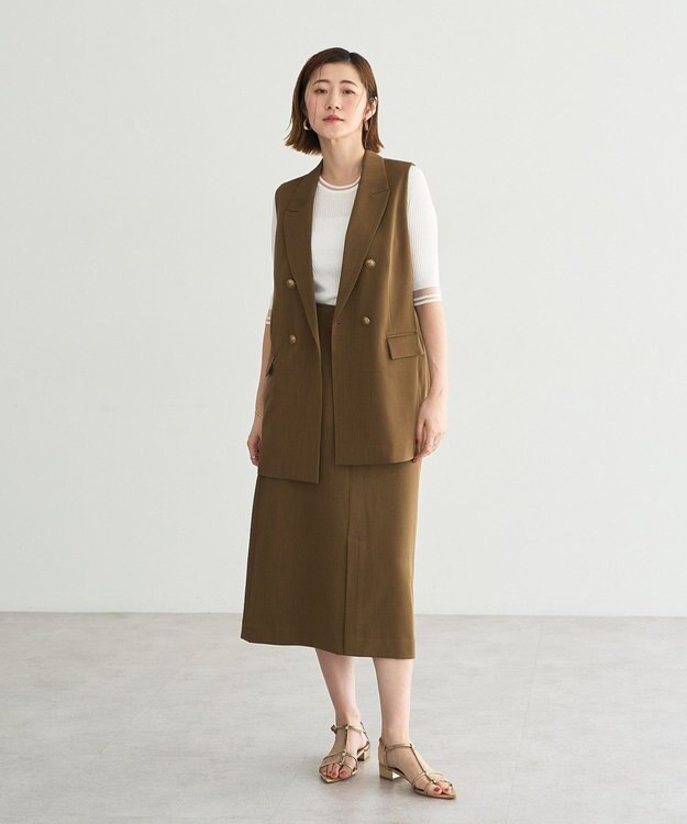 YECCA VECCA ドライタッチ金釦テーラードジレ Brown