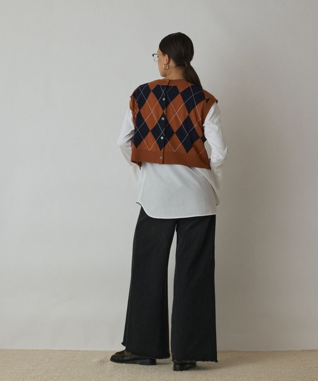 GRACE CONTINENTAL アーガイルニットベスト オレンジ