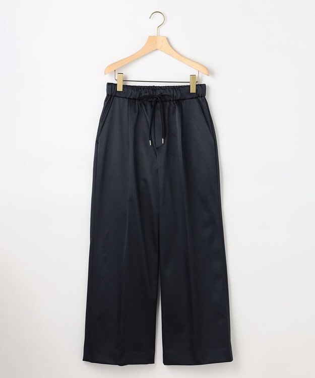 組曲 L バックウォームサテン ドロストワイドパンツ ネイビー系