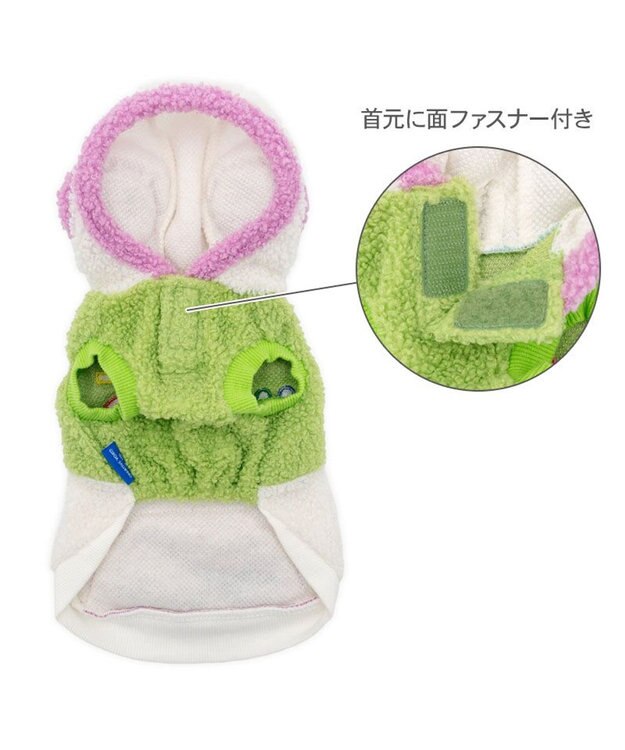 PET PARADISE ディズニー トイ・ストーリー バズ もこもこ パーカー 小型犬 ホワイト×ライム