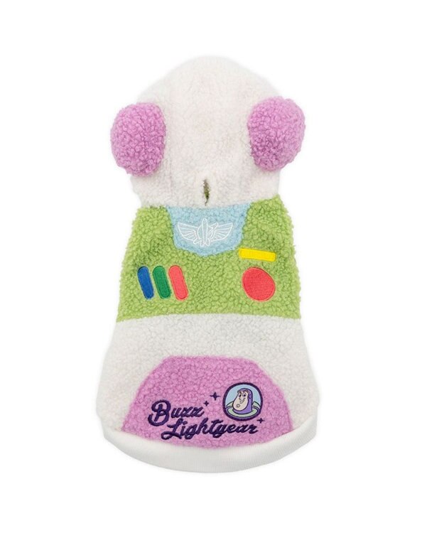 PET PARADISE ディズニー トイ・ストーリー バズ もこもこ パーカー 小型犬 ホワイト×ライム