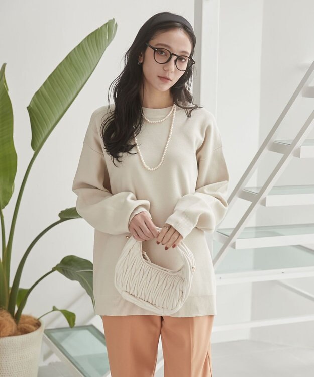 WEGO 【ユニセックス着用ITEM/MLサイズ展開】ミラノリブクルーネックプルオーバー ホワイト