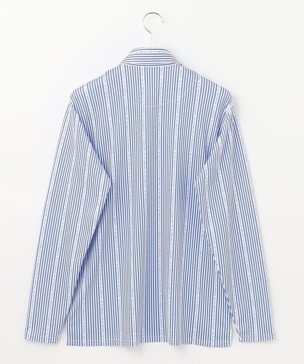 23区GOLF 【キングサイズ】ロゴストライプ 長袖シャツ サックスブルー系2