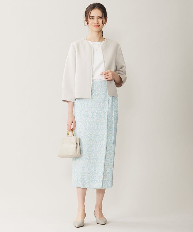 自由区 S 【洗える】グログランパフスリーブ ジャケット ベージュ