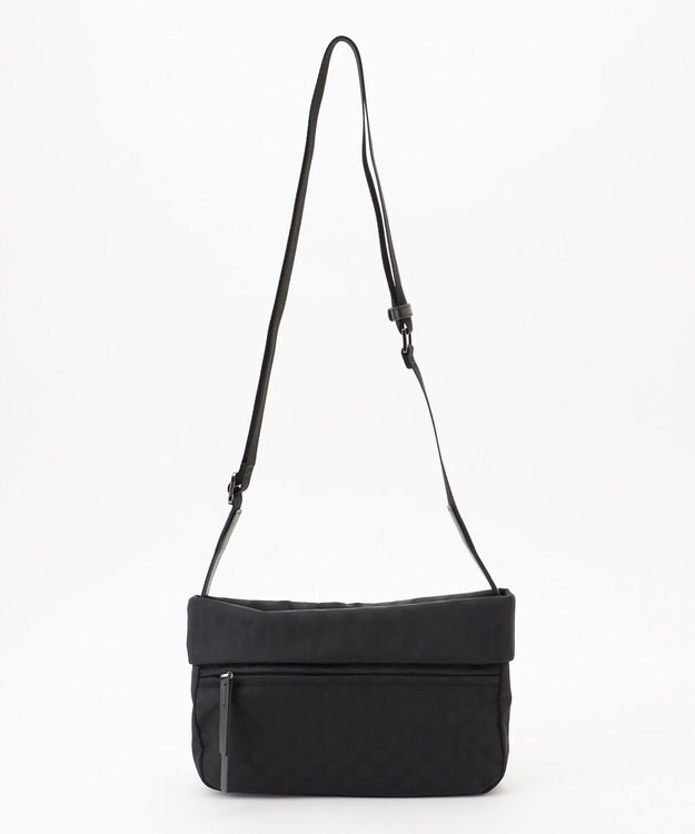 Y'SACCS はっ水ドットジャカード リサイクルレザーコンビ ショルダー ブラック