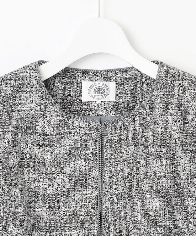 J.PRESS LADIES 【セットアップ対応】Light Tweed ノーカラー ジャケット ブラックMIX系6