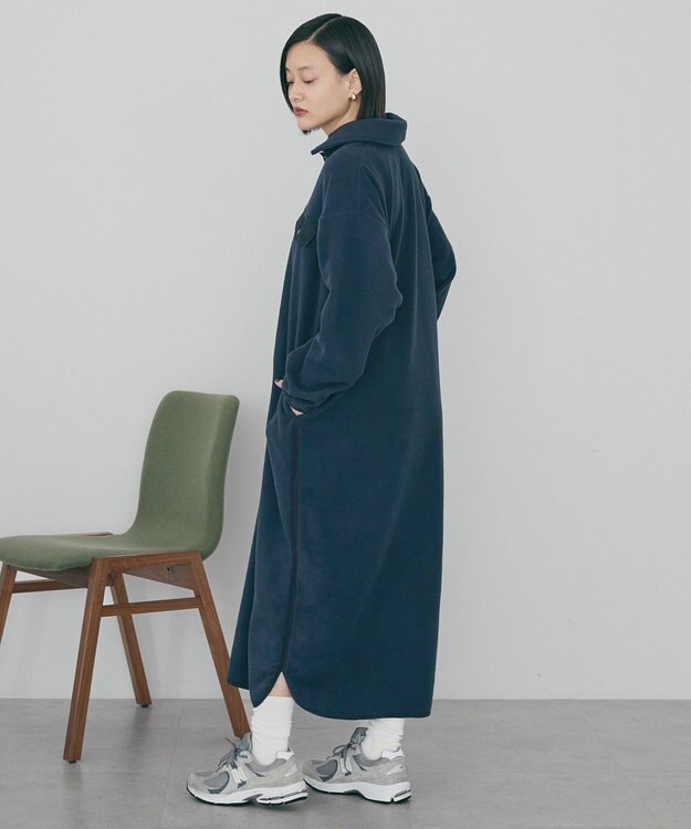 AMERICAN HOLIC ハーフスナップフリースワンピース Navy
