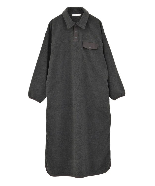 AMERICAN HOLIC ハーフスナップフリースワンピース Charcoal Gray