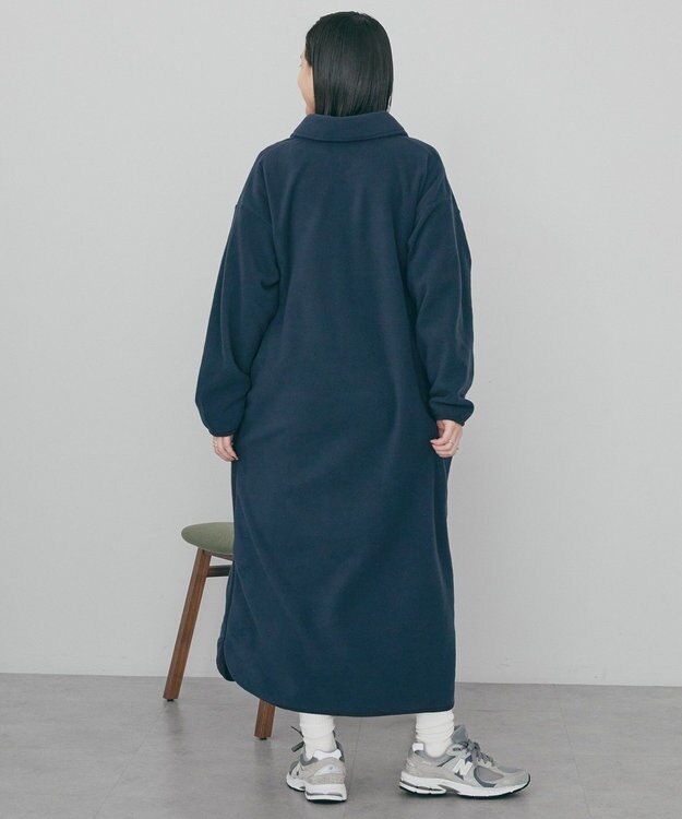 AMERICAN HOLIC ハーフスナップフリースワンピース Navy