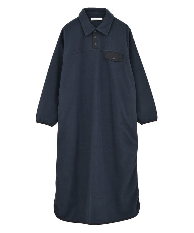 AMERICAN HOLIC ハーフスナップフリースワンピース Navy