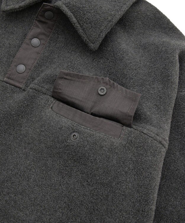 AMERICAN HOLIC ハーフスナップフリースワンピース Charcoal Gray