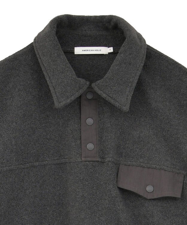 AMERICAN HOLIC ハーフスナップフリースワンピース Charcoal Gray