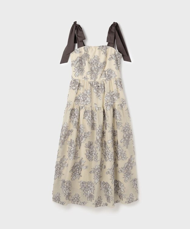 GRACE CONTINENTAL シアージャガードティアードワンピース ベージュ
