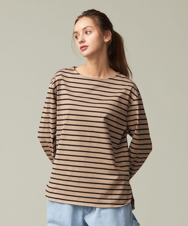 J.PRESS YORK STREET 【WOMEN】バスクTシャツ ブラウン系1