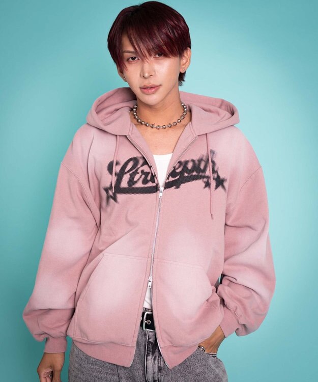 WEGO 【ユニセックス着用ITEM/MLサイズ展開】グラフィックZIPパーカー ピンク