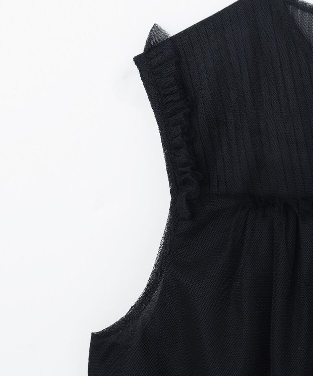 GRACE CONTINENTAL チュールノースリーブ トップ ブラック