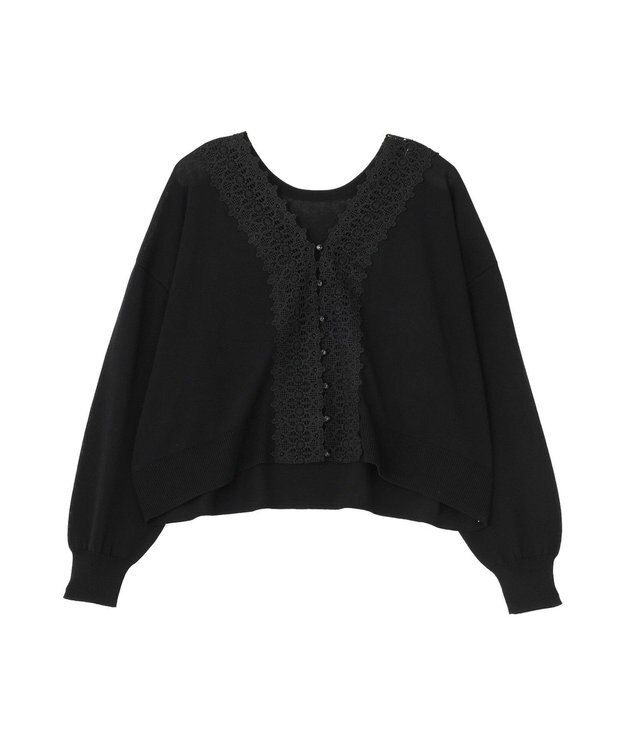 earth music&ecology 【2WAY】レーストリムシアーニットカーディガン Black