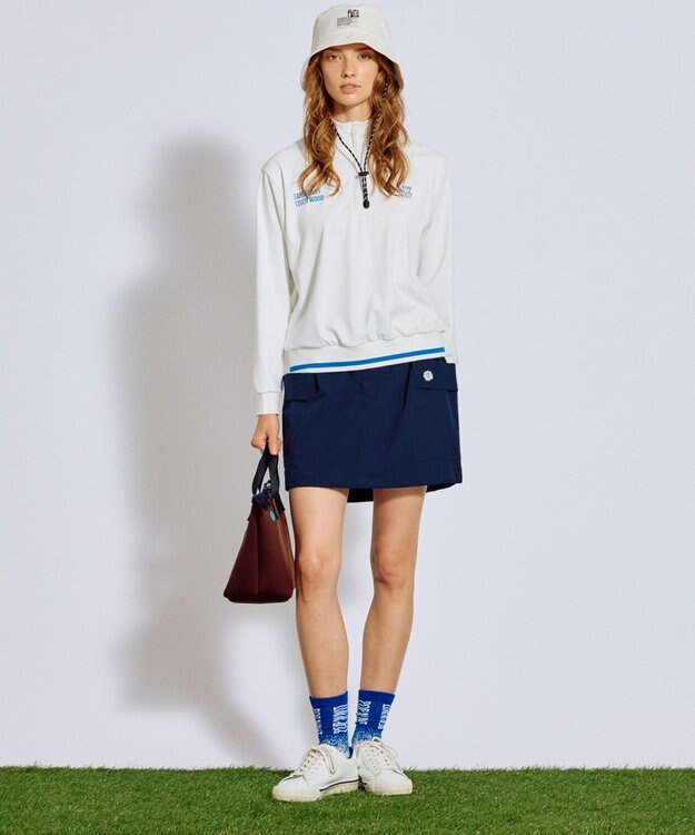 PW CIRCULUS 【吸水速乾 / UV遮蔽率99.5% UVカット / ストレッチ】【WOMEN】ハーフジップロングスリーブモックネックT ゴルフウェア レディース ホワイト系