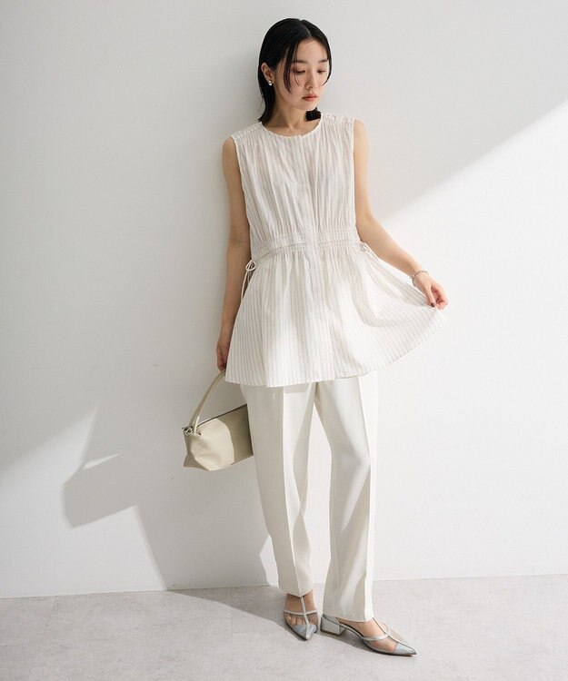 Green Parks ウエストシャーリングブラウス White