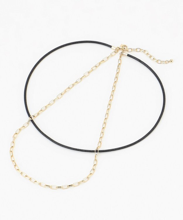 BEIGE， SILVER BERRY / レザーコンビネックレス Black