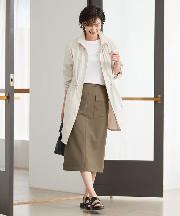 J.PRESS LADIES L 【洗える・撥水】マイクロタフタ ロング コート ライトグレー系