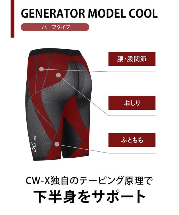 WOMEN】 CW-X スポーツタイツ ハーフ ひざ上丈 下半身サポート(股関節