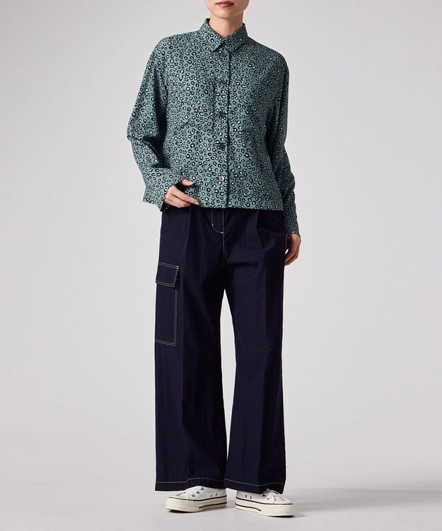 Paul Smith Horseshoe Leopard プリント ブラウス グレイッシュブルー