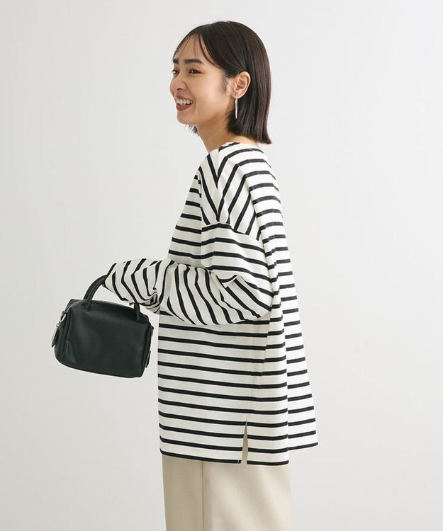 Green Parks ボーダーゆるチュニック Black