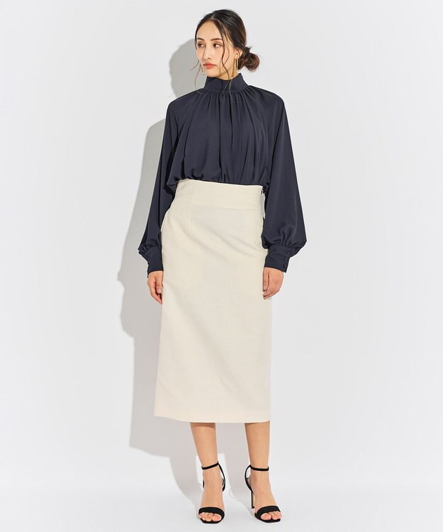 BEIGE， 【WEB限定】DION / ギャザーブラウス Navy