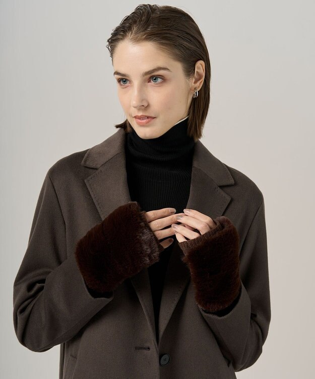 ICB ファー手袋 ダークブラウン系