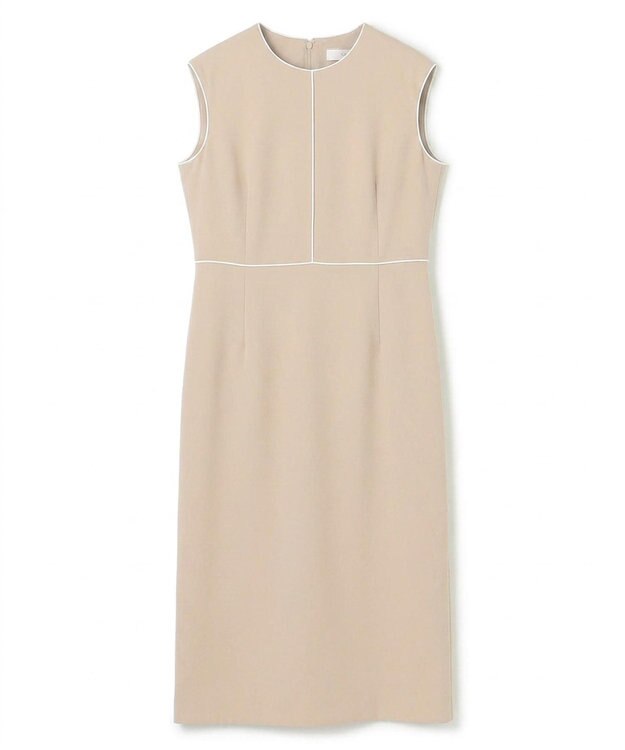 BEIGE， 【セットアップ対応】CINDY / 配色ライン クルーネックドレス Taupe x White