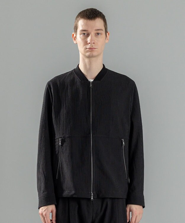 JOSEPH HOMME ＜新色追加＞新素材【通気性/ストレッチ】トリコサッカーストレッチ 　ジップアップブルゾン ブラック系