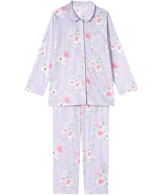 Wing パジャマ 綿100%(本体) 天竺素材 長袖 長ズボン レディース EP8041 ウイング／ワコール パープル