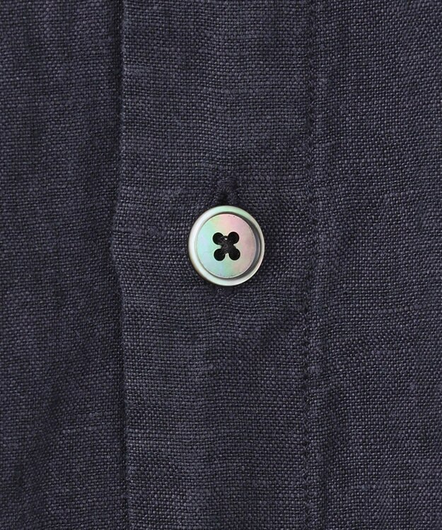JOSEPH HOMME FRENCH LINEN OX BAND COLLAR SHIRT ネイビー系