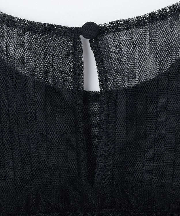 GRACE CONTINENTAL チュールノースリーブ トップ ブラック