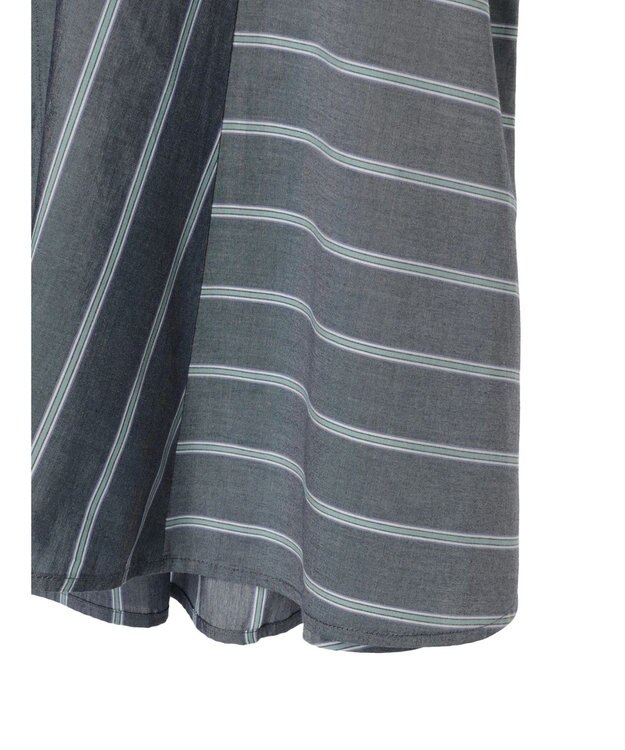 AMERICAN HOLIC 接触冷感フレンチスリーブ切り替えフレアブラウス Stripe Navy