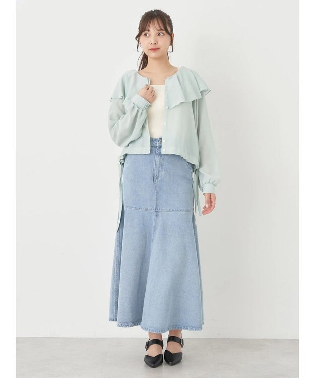 earth music&ecology ラッフルシアードロストブラウス Mint