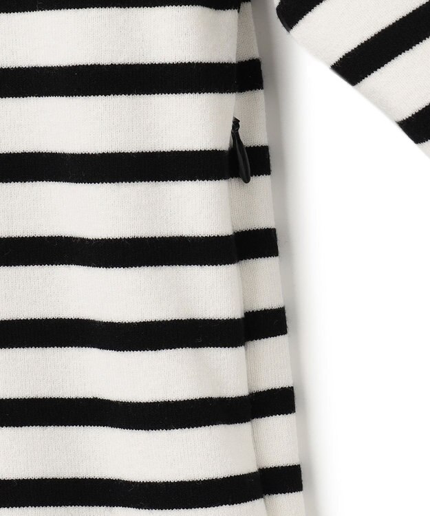 23区 【洗える】ハイカウントライトタフタ ドッキング ワンピース ホワイトベース×ブラックボーダー