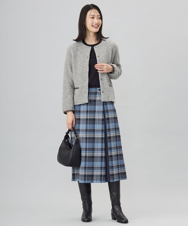 J.PRESS LADIES 【WEB限定】パイルジャージー ノーカラー ブルゾン 【WEB限定】ライトグレー系