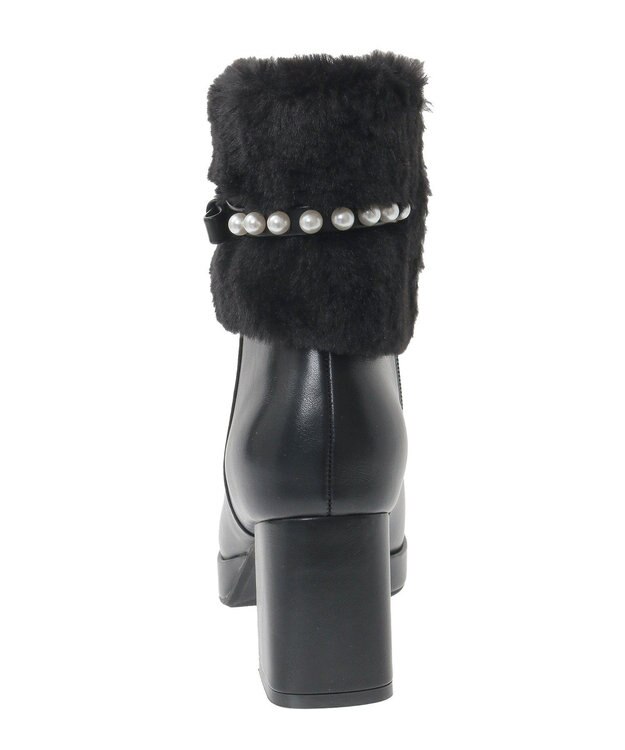 Maison de FLEUR パールリボンファーブーツ Black