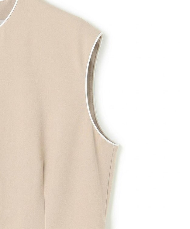 BEIGE， 【セットアップ対応】CINDY / 配色ライン クルーネックドレス Taupe x White