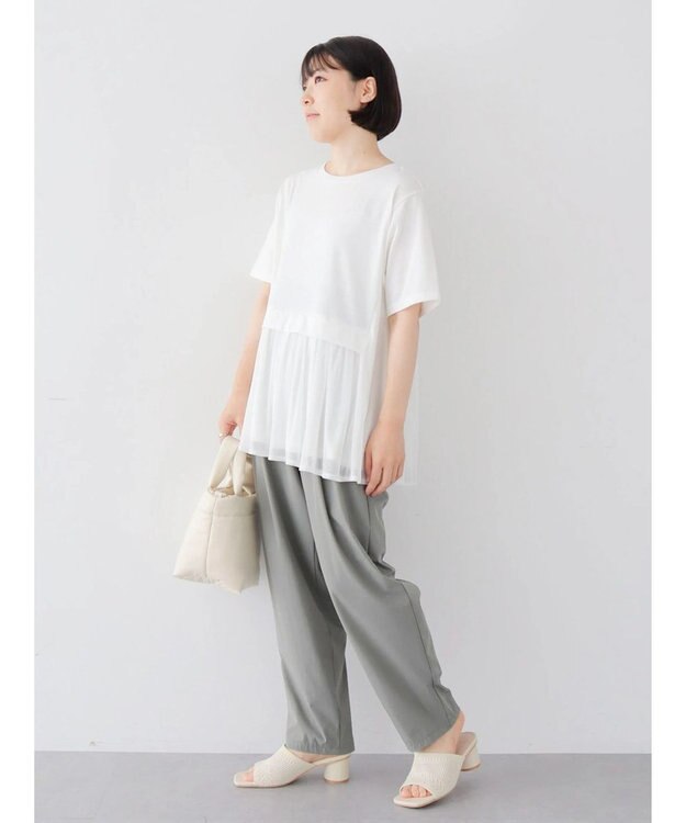 Green Parks メッシュドッキングチュニック Off White