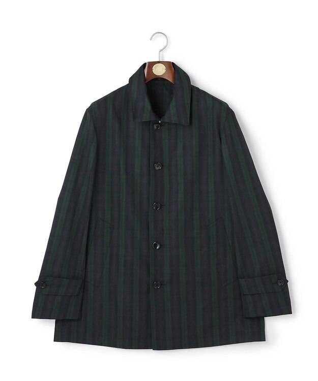 J.PRESS MEN 【オンオフ兼用 / ストレッチ / 撥水 / 洗える】トリコット3レイヤーバルマカンショートコート / フードデタッチャブル ネイビー系3