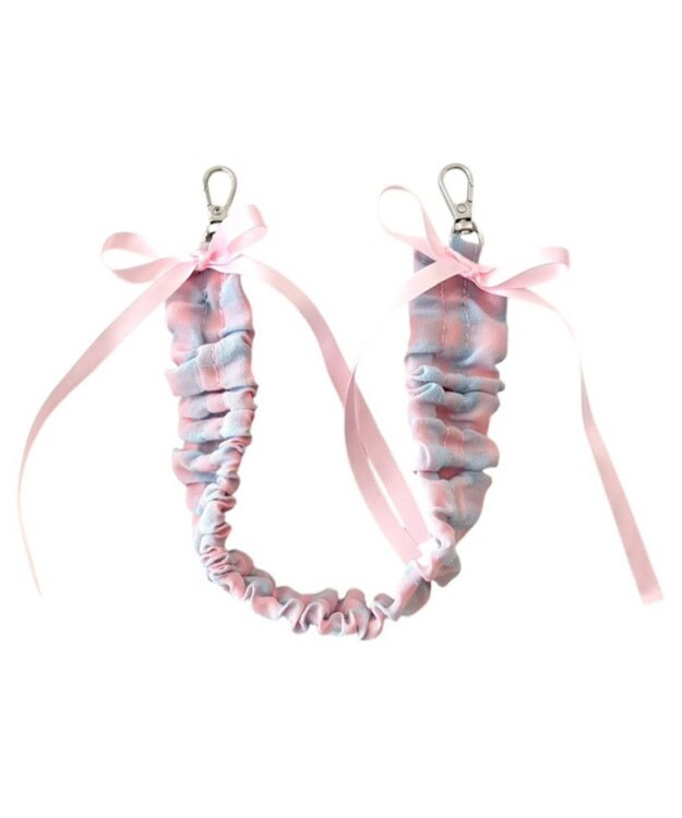 WEGO チェックリボンくしゅくしゅハンドストラップ 柄1