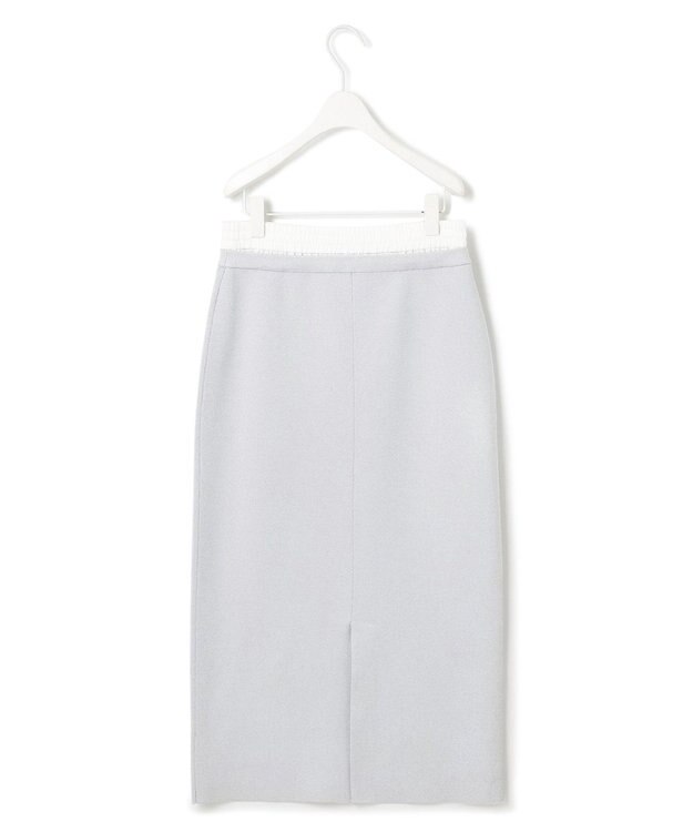 ICB L 【洗える】コットンポリエステルスムース ニットスカート シルバー系