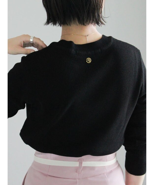 Te chichi チャーム付きワッフルニットプルオーバー ブラック