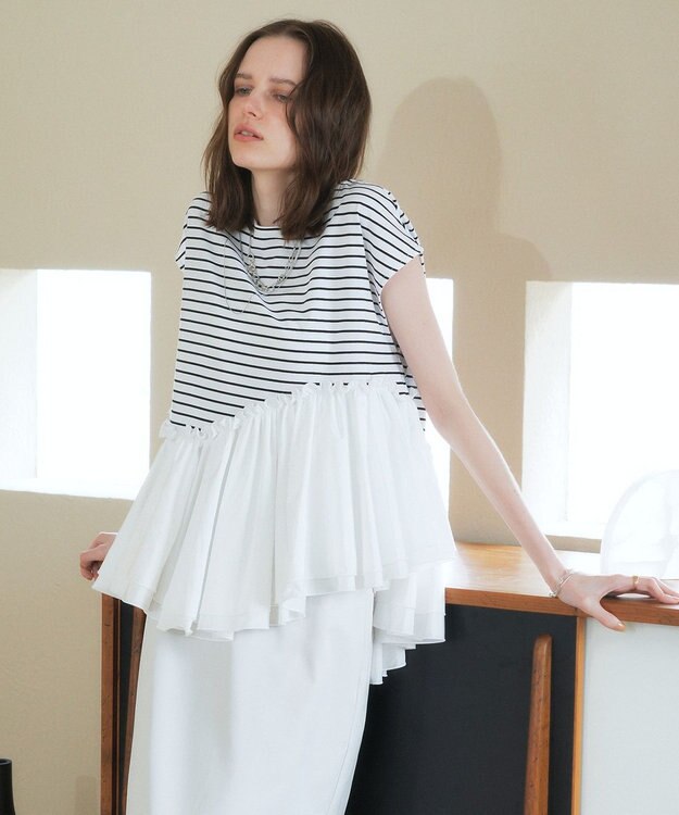 YECCA VECCA アシメペプラムカットソー Border