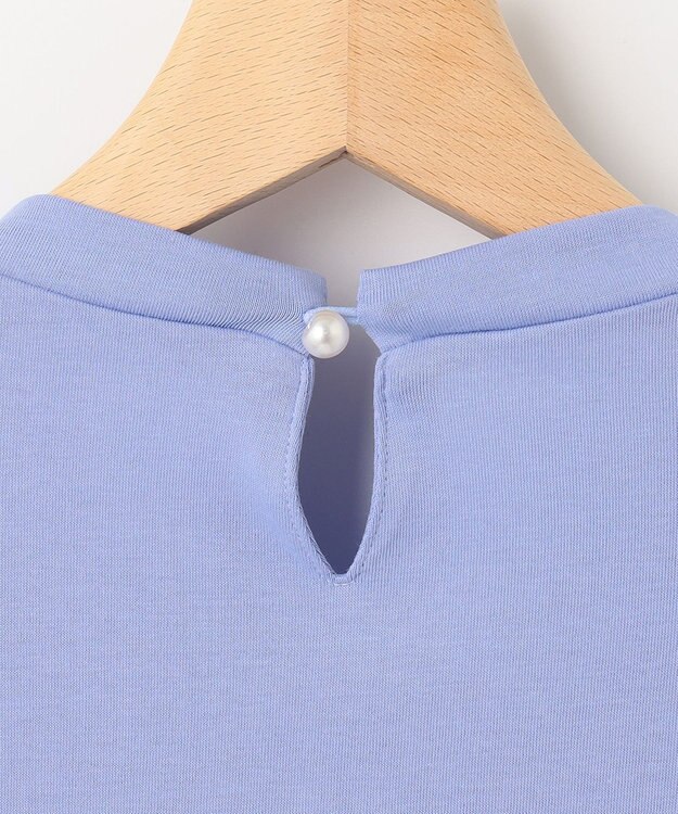 組曲 【汗ジミ防止・撥水】GIZAプレーティング天竺フレンチスリーブ カットソー スカイブルー系