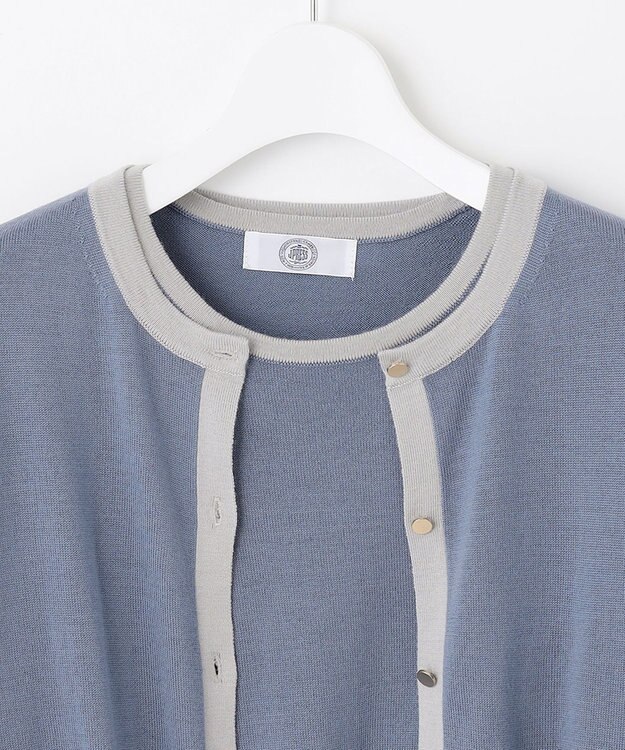 J.PRESS LADIES 【洗える】トリムツイン ニット サックスブルー系